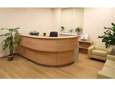 Salvo Reception Desk Range - Beech Upper & Lower Units